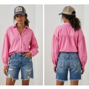 Rails Janae Shirt In Hot Pink Balloon Sleeve Size Medium